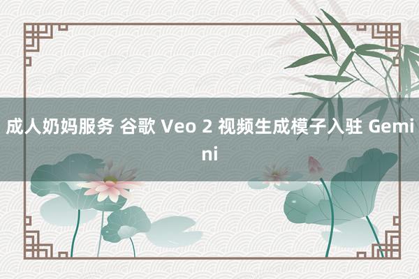 成人奶妈服务 谷歌 Veo 2 视频生成模子入驻 Gemini