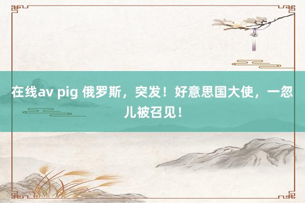 在线av pig 俄罗斯，突发！好意思国大使，一忽儿被召见！